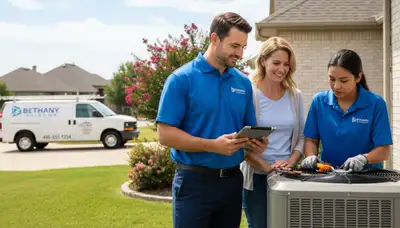 Professional AC repair technician servicing air conditioner in Oklahoma City OK home