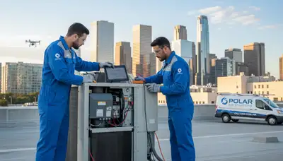Technician performing AC repair service in Oklahoma City, OK for Five Star Cooling customers