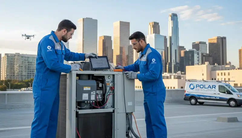 Technician performing AC repair service in Oklahoma City, OK for Five Star Cooling customers